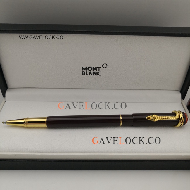 AAA Copy Mont Blanc Pens Snake Clip Dark Red Rollerball Pen